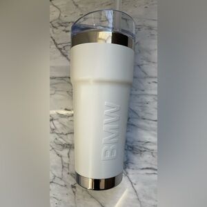 BMW White Tumbler with Chrome Accents